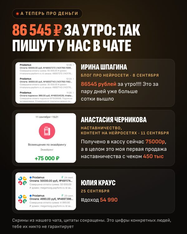 86 545 рублей за утро: так пишут у нас в чате. Концентрат Ивана Сергеева