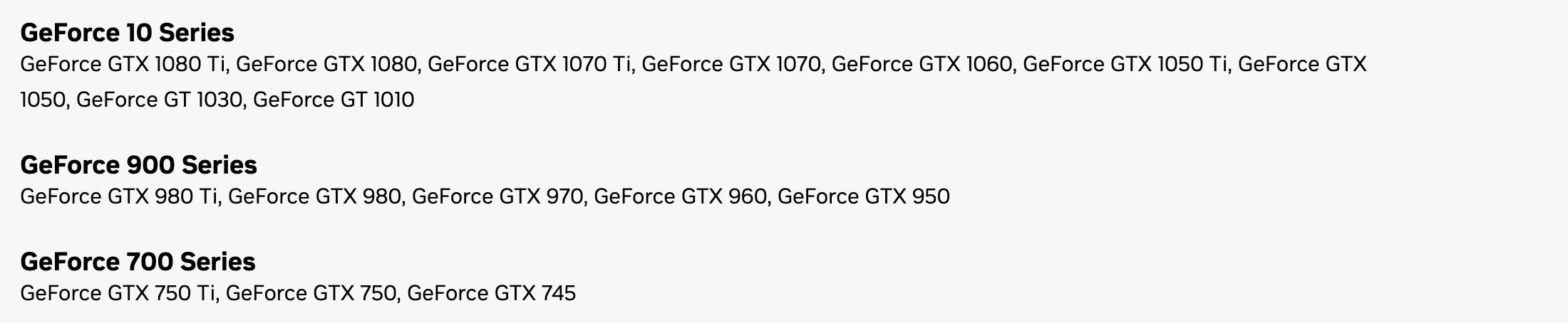 Список моделей драйвера 582.78: GTX 750 Ti стоит в группе GeForce 700 Series рядом с GTX 750 и GTX 745, выше в списке группы GeForce 10 Series и GeForce 900 Series. Снято 1 октября 2026