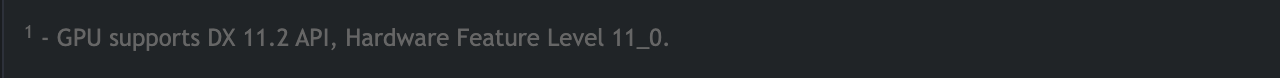 Сноска к таблице спецификаций GeForce GTX 850M в марте 2014 года: GPU supports DX 11.2 API, Hardware Feature Level 11_0. Снимок веб-архива от 12 марта 2014