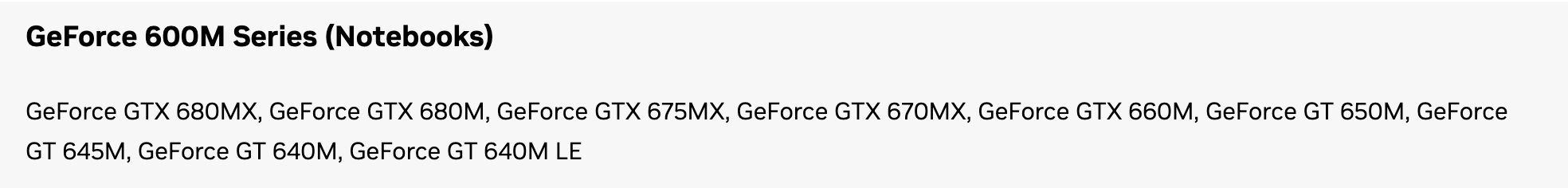 Список поддерживаемых продуктов на странице драйвера NVIDIA 425.31 для Windows 10 64-bit: в серии GeForce 600M для ноутбуков есть GT 650M, список доходит до GT 640M LE. Снято 1 октября 2026